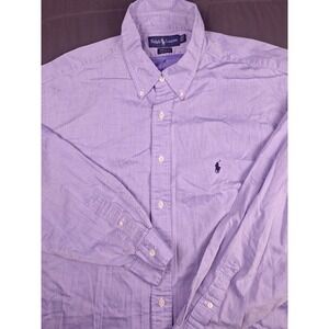 Polo Ralph Lauren Mens Yarmouth Blue 100% Cotton Oxford Dress Shirt 17.5-35 XL